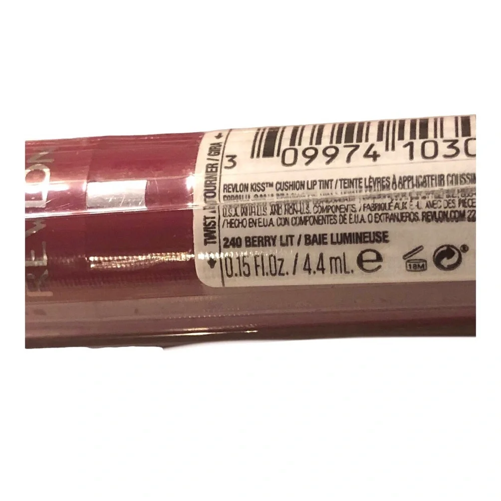 3pk Revlon Kiss‎ Cushion plush Lip Tint- Berry Lit, Pink IRL, #310 (peacy tint)